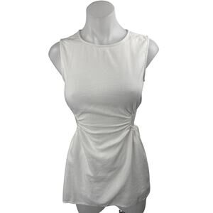 Princess Polly White Sleeveless Cutout Waist Crew Neck Mini Sheath Dress Size 2